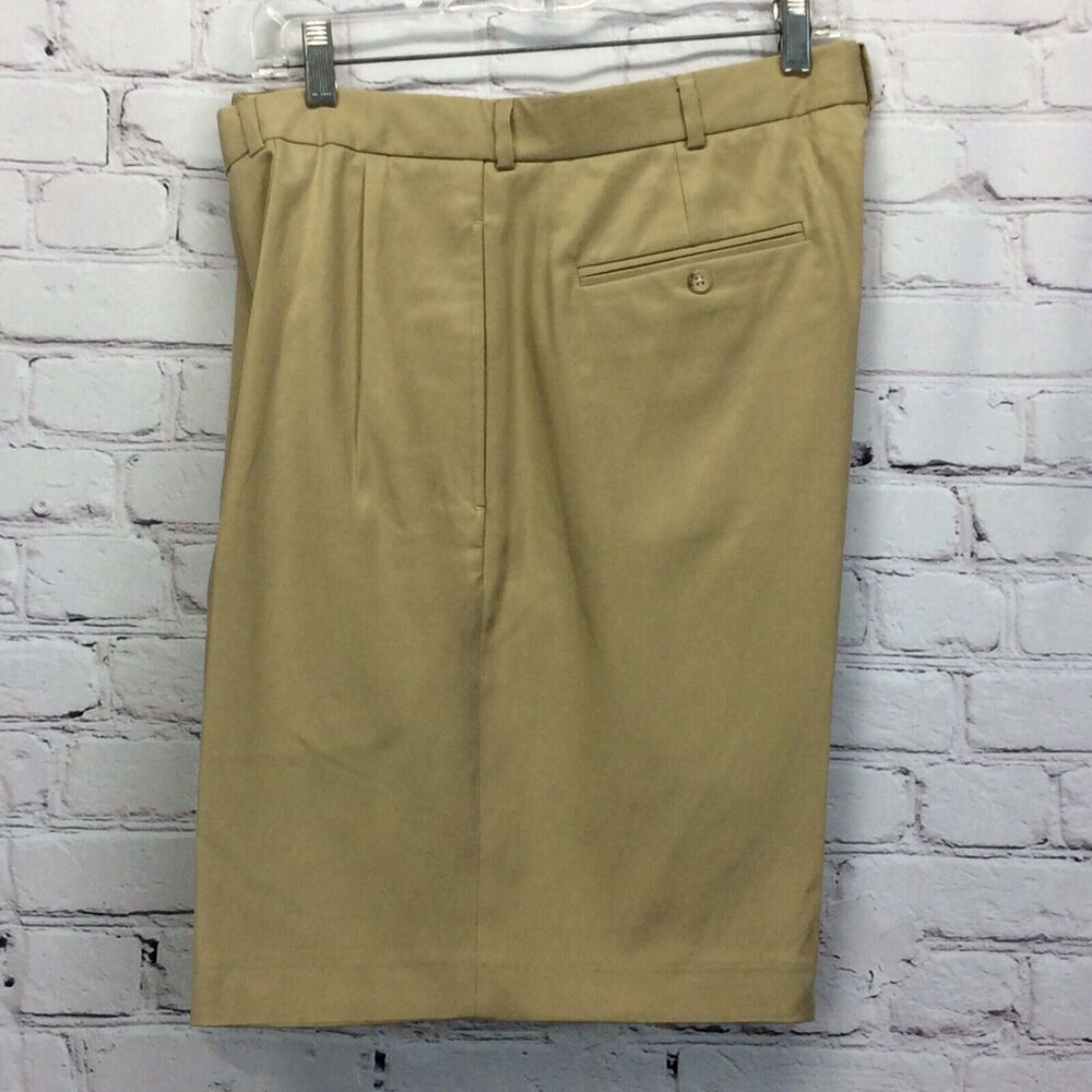 Polo Ralph Lauren Pleated Golf Shorts Men's Size 36 Khaki Silk Blend Athleisure